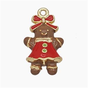 Enamel Copper Pendant, Gold Plated, approx 11-18mm