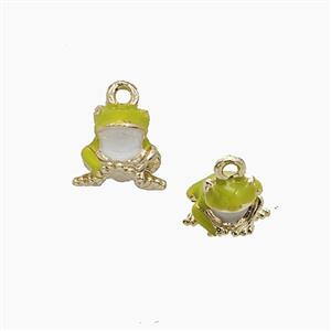 Copper Frog Pendant Enamel Gold Plated, approx 10mm