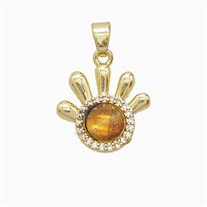 Copper Pendant Pave Resin Bead, Gold Plated, approx 15mm
