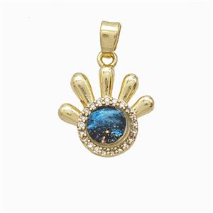 Copper Pendant Pave Resin Bead, Gold Plated, approx 15mm