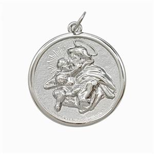 Copper Jesus Pendant Platinum Plated, approx 25mm