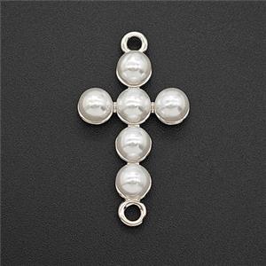 Copper Cross Connector Pave Resin Platinum Plated, approx 13-17mm