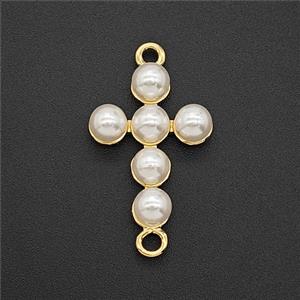 Copper Cross Connector Pave Resin Gold Plated, approx 13-17mm