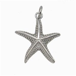 Copper Starfish Pendant Platinum Plated, approx 18-19mm