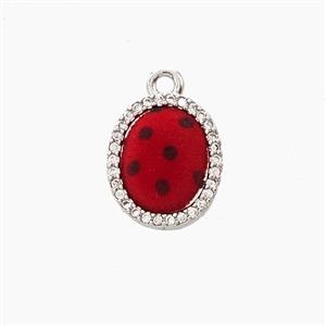 Copper Oval Pendant Pave Zirconia Resin Platinum Plated, approx 11-13mm