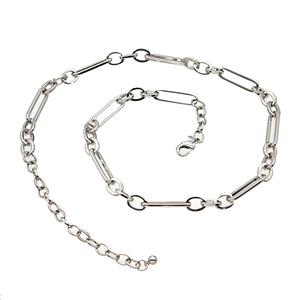 Copper Necklace Chain Platinum Plated, approx 7-9mm, 6-20mm, 40-45cm length