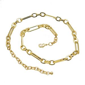 Copper Necklace Chain Gold Plated, approx 7-9mm, 6-20mm, 40-45cm length