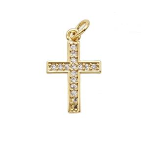 Copper Cross Pendant Pave Zirconia Gold Plated, approx 11-15mm