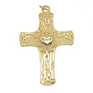 Copper Heart Cross Pendant Gold Plated, approx 30-40mm