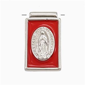 Copper Jesus Pendant Red Enamel Platinum Plated, approx 14-23mm