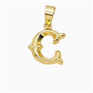 Copper Letter-C Pendant Gold Plated, approx 10-13mm