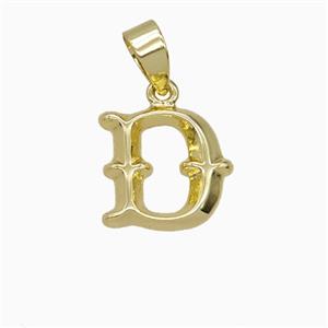 Copper Letter-D Pendant Gold Plated, approx 10-13mm