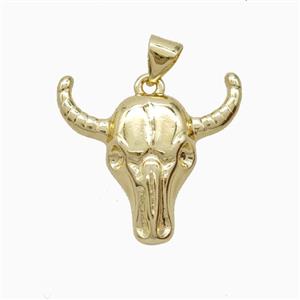 Copper Bullhead Pendant Gold Plated, approx 20-22mm