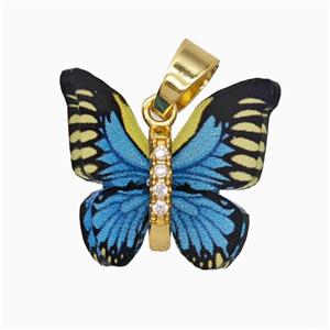 Blue Resin Butterfly Pendant Gold Plated, approx 15-18mm