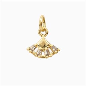 Copper Pendant Pave Zircon, Gold Plated, approx 10mm