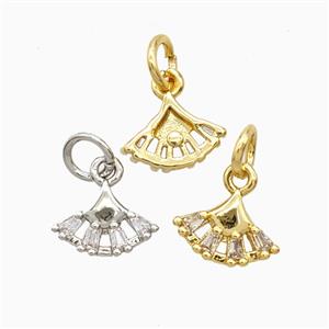 Copper Pendant Pave Zircon, Gold Plated, approx 10mm