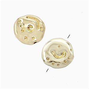 Copper Pendant Pave Zircon, Gold Plated, approx 12-13mm