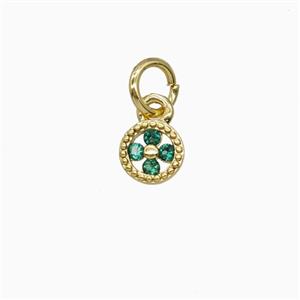 Copper Pendant Pave Zircon, Gold Plated, approx 5.5mm