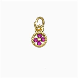 Copper Pendant Pave Zircon, Gold Plated, approx 5.5mm