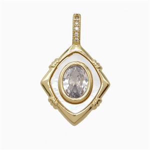 Copper Pendant Pave Zircon, Gold Plated, approx 16-26mm
