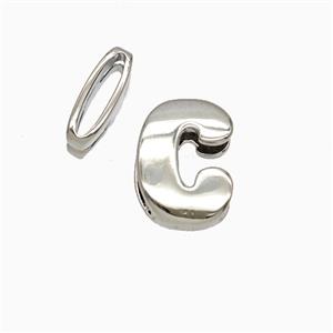 Copper letter Bead, Platinum Plated, approx 8-14mm, 1.6-10mm hole