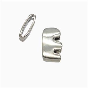 Copper letter Bead, Platinum Plated, approx 8-14mm, 1.6-10mm hole