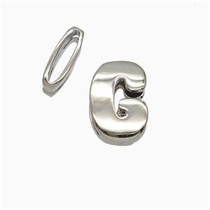 Copper letter Bead, Platinum Plated, approx 8-14mm, 1.6-10mm hole