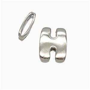 Copper letter Bead, Platinum Plated, approx 8-14mm, 1.6-10mm hole