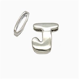 Copper letter Bead, Platinum Plated, approx 8-14mm, 1.6-10mm hole