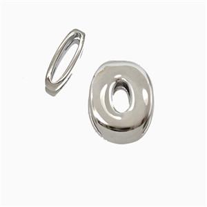 Copper letter Bead, Platinum Plated, approx 8-14mm, 1.6-10mm hole