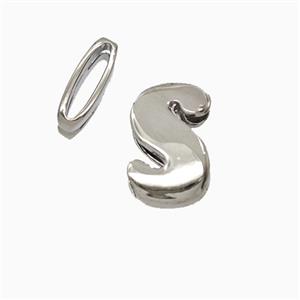 Copper letter Bead, Platinum Plated, approx 8-14mm, 1.6-10mm hole