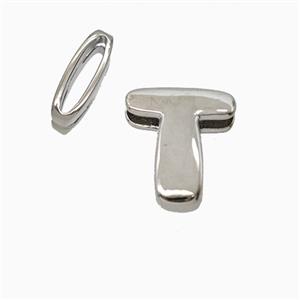 Copper letter Bead, Platinum Plated, approx 8-14mm, 1.6-10mm hole