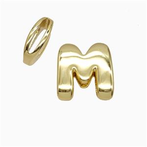 Copper letter Bead, Gold Plated, approx 8-14mm, 1.6-10mm hole