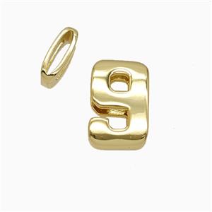 Copper letter Bead, Gold Plated, approx 5-14mm, 1.6-10mm hole