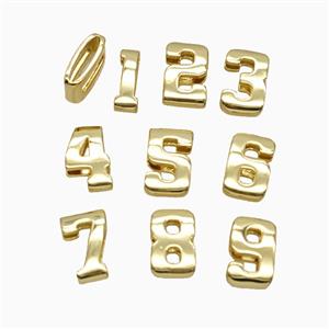 Copper letter Bead, Gold Plated, approx 5-14mm, 1.6-10mm hole