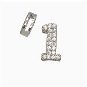 Copper Bead Pave Zircon, Platinum Plated, approx 7-14mm, 1.6-10mm hole