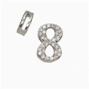 Copper Bead Pave Zircon, Platinum Plated, approx 7-14mm, 1.6-10mm hole