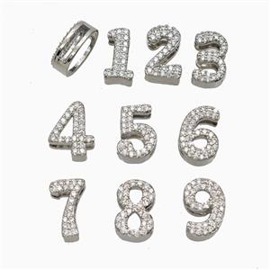 Copper Bead Pave Zircon, Platinum Plated, approx 7-14mm, 1.6-10mm hole