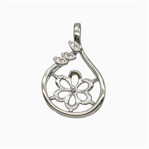 Copper Pendant, Platinum Plated, approx 13-19mm