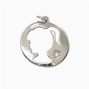 Copper Pendant, Platinum Plated, approx 20mm