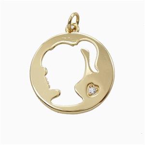 Copper Pendant, Platinum Plated, approx 20mm