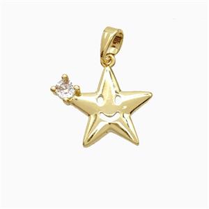 Copper Star Pendant Pave Zirconia Gold Plated, approx 15mm