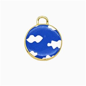 Copper Circle Pendant Painted Cloudy Gold Plated, approx 17mm