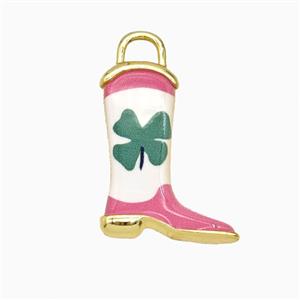 Copper Cowboy Boots Pendant Painted Gold Plated, approx 14-19mm