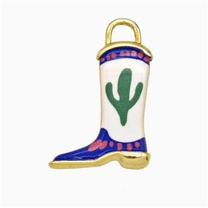 Copper Cowboy Boots Pendant Painted Gold Plated, approx 14-19mm