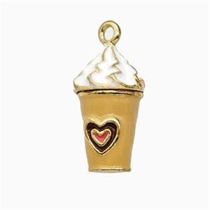 Copper Ice Cream Pendant Yellow Enamel Cup Gold Plated, approx 9-17mm