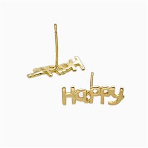 Copper Happy Stud Earrings Gold Plated, approx 4-15mm