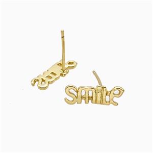 Copper Smile Stud Earrings Gold Plated, approx 4-14mm