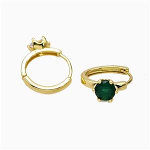 Copper Hoop Earrings Pave Zirconia Gold Plated, approx 8mm, 18mm dia