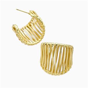 Copper Stud Earrings Gold Plated, approx 25mm, 22mm dia